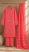 Coral Pink Embroidered — 3 Piece Suit
