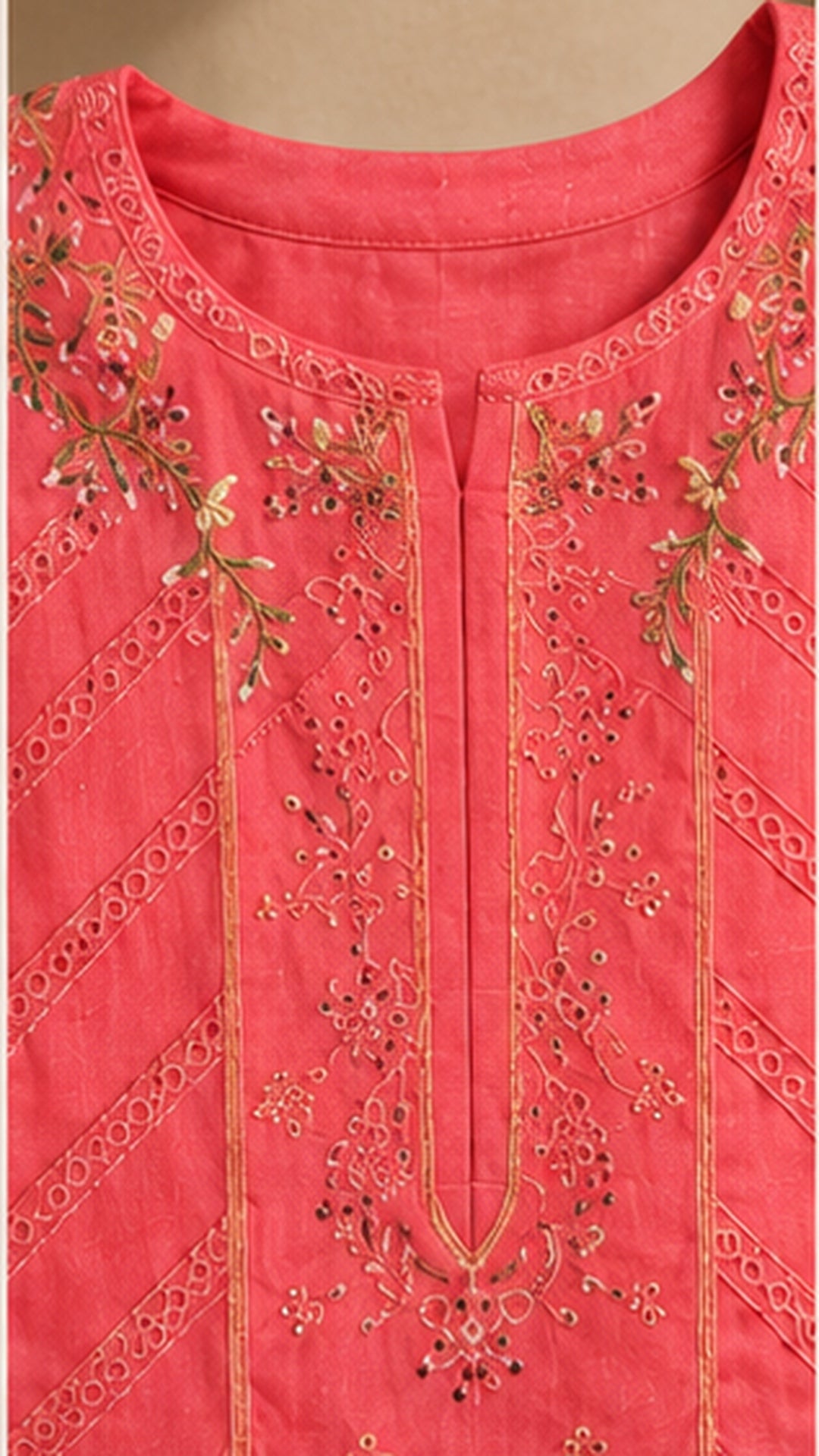 Coral Pink Embroidered — 3 Piece Suit