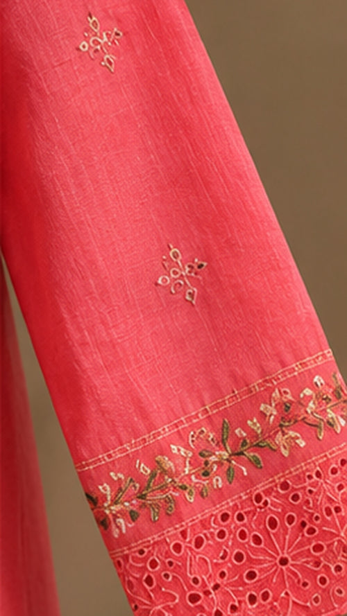 Coral Pink Embroidered — 3 Piece Suit