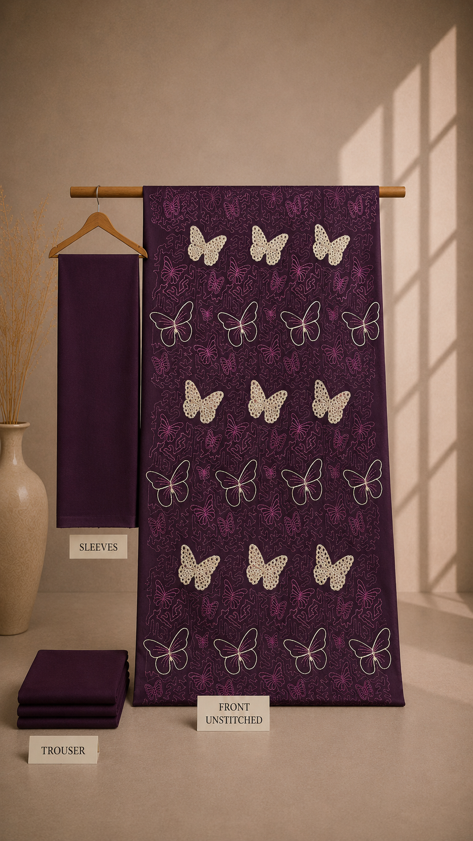 Amethyst Butterfly Linen Suit - 2 piece Unstitched Suit